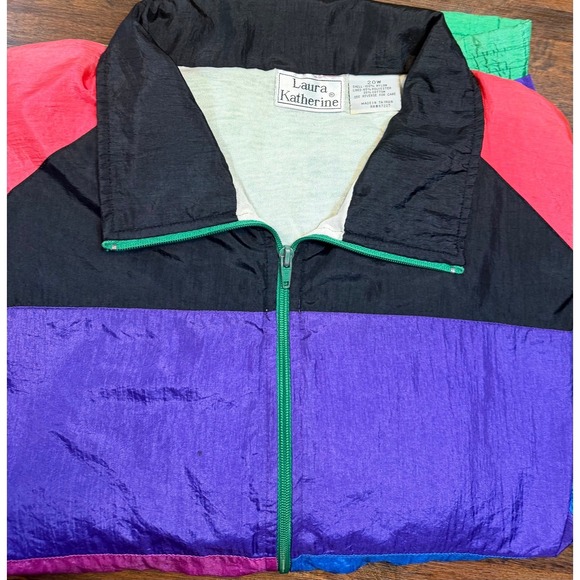 Vintage multi color windbreaker sz 20w or 2X retro vibe. - Picture 5 of 6